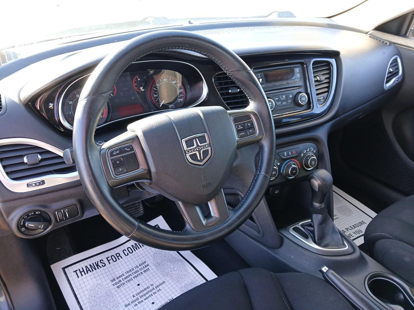 2013 Maximum Steel Metallic Dodge Dart SXT (1C3CDFBA2DD) with an 2.0L L4 DOHC 16V TURBO engine, located at 880 E. National Road, Vandalia, OH, 45377, (937) 908-9800, 39.891918, -84.183594 - 2013 Dodge Dart SXT - Photo#8