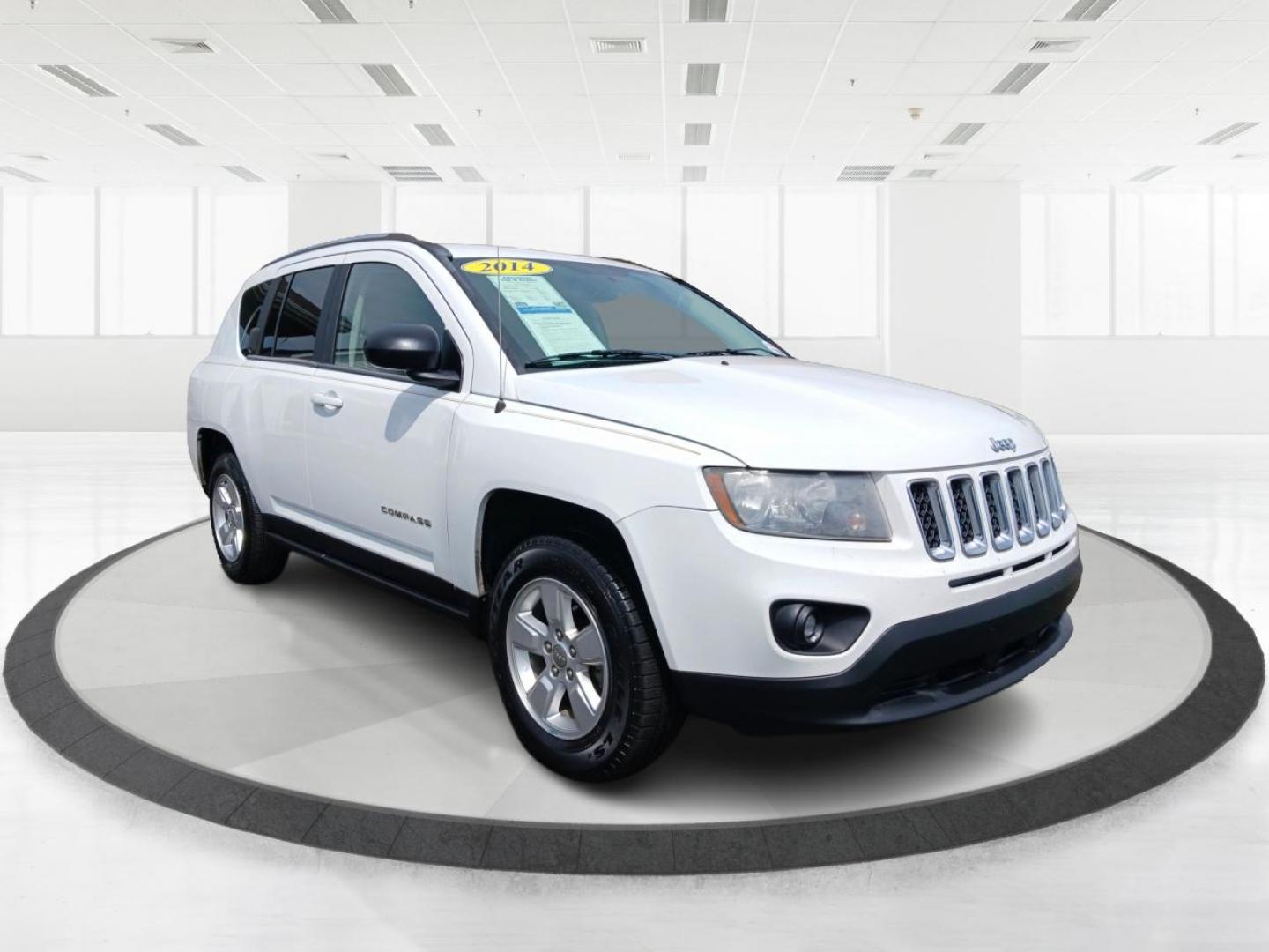 2014 Bright White Clearcoat Jeep Compass Sport FWD (1C4NJCBA9ED) with an 2.0L L4 DOHC 16V engine, located at 401 Woodman Dr, Riverside, OH, 45431, (937) 908-9800, 39.763779, -84.122063 - Photo#0