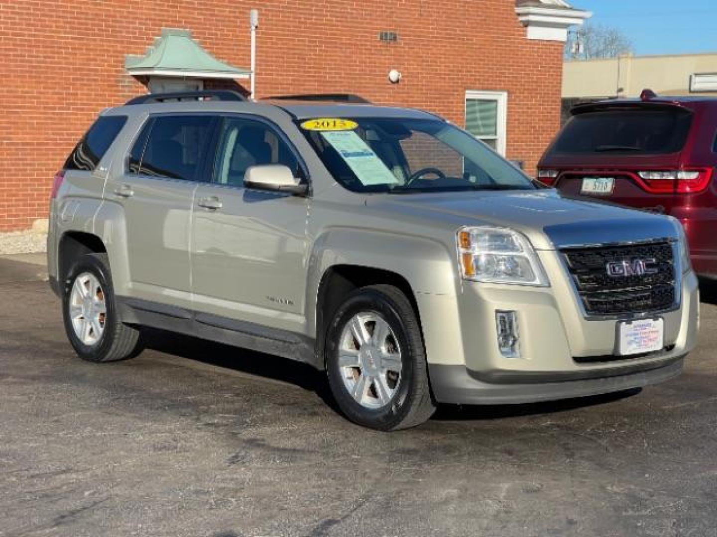 2015 Champagne Silver Metallic GMC Terrain SLE2 FWD (2GKALREK9F6) with an 2.4L L4 DOHC 16V engine, 6-Speed Automatic transmission, located at 1099 N County Rd 25A, OH, 45373, (937) 908-9800, 40.057079, -84.212883 - Photo#0