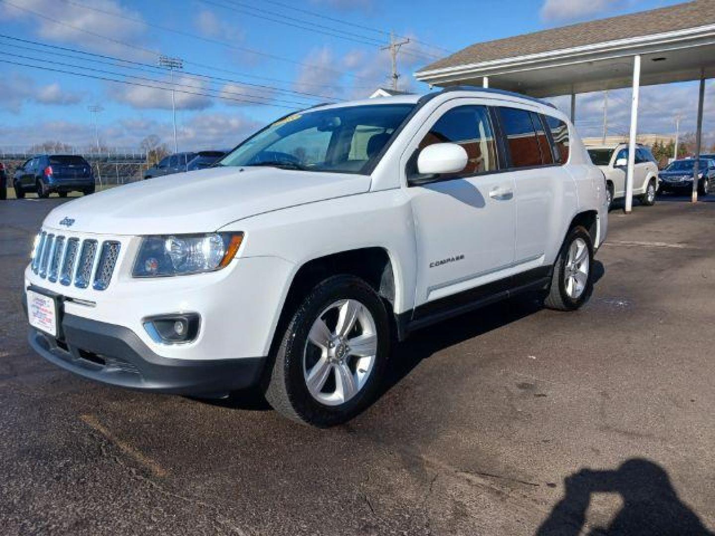 2015 Bright White Clear Coat Jeep Compass Latitude FWD (1C4NJCEA6FD) with an 2.0L L4 DOHC 16V engine, Continuously Variable Transmission transmission, located at 1099 N County Rd 25A, OH, 45373, (937) 908-9800, 40.057079, -84.212883 - Photo#2