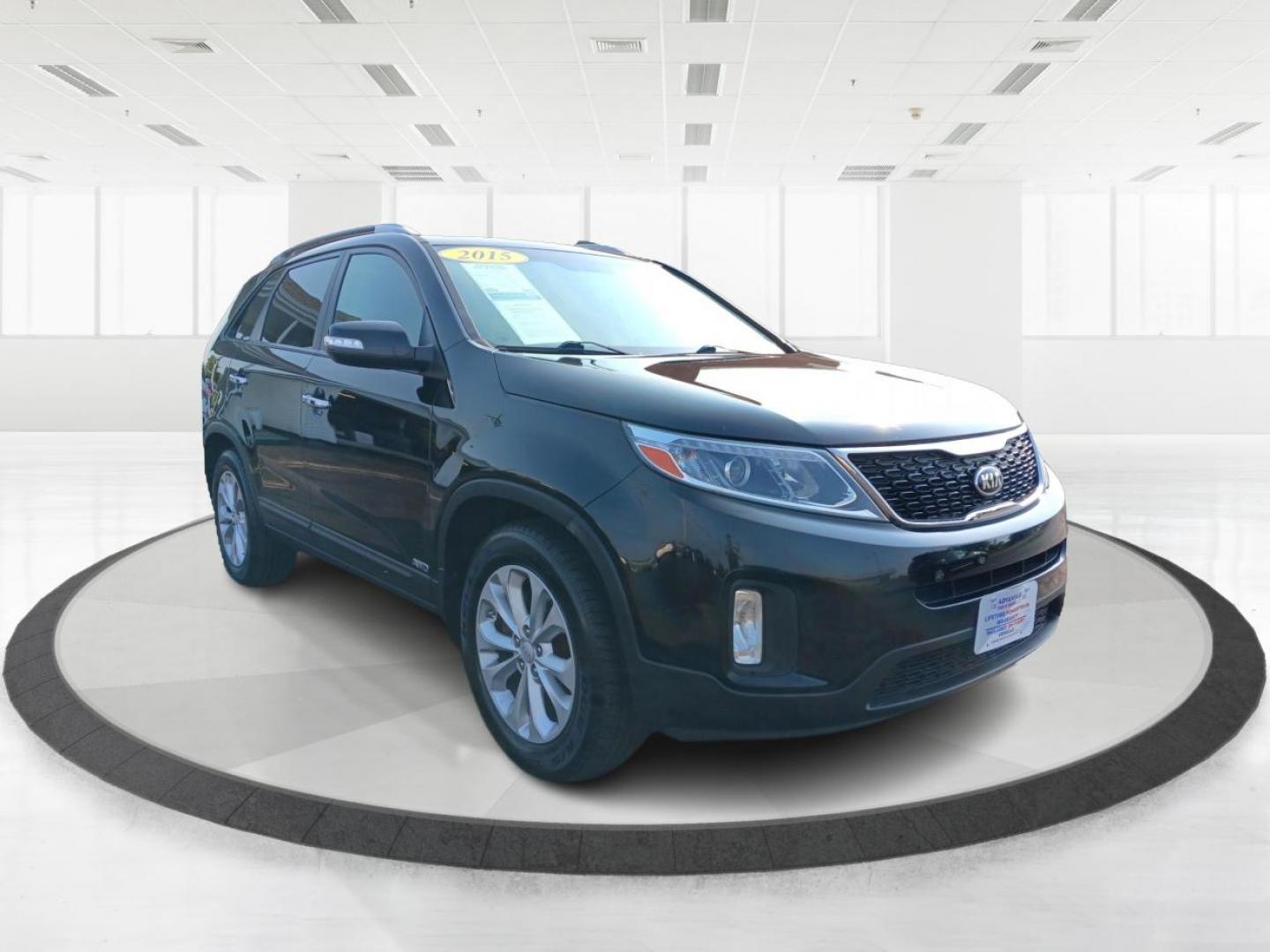 2015 Ebony Black Kia Sorento (5XYKUDA73FG) with an 3.3L V6 DOHC 24V engine, 6-Speed Automatic transmission, located at 1099 N County Rd 25A, OH, 45373, (937) 908-9800, 40.057079, -84.212883 - Photo#0