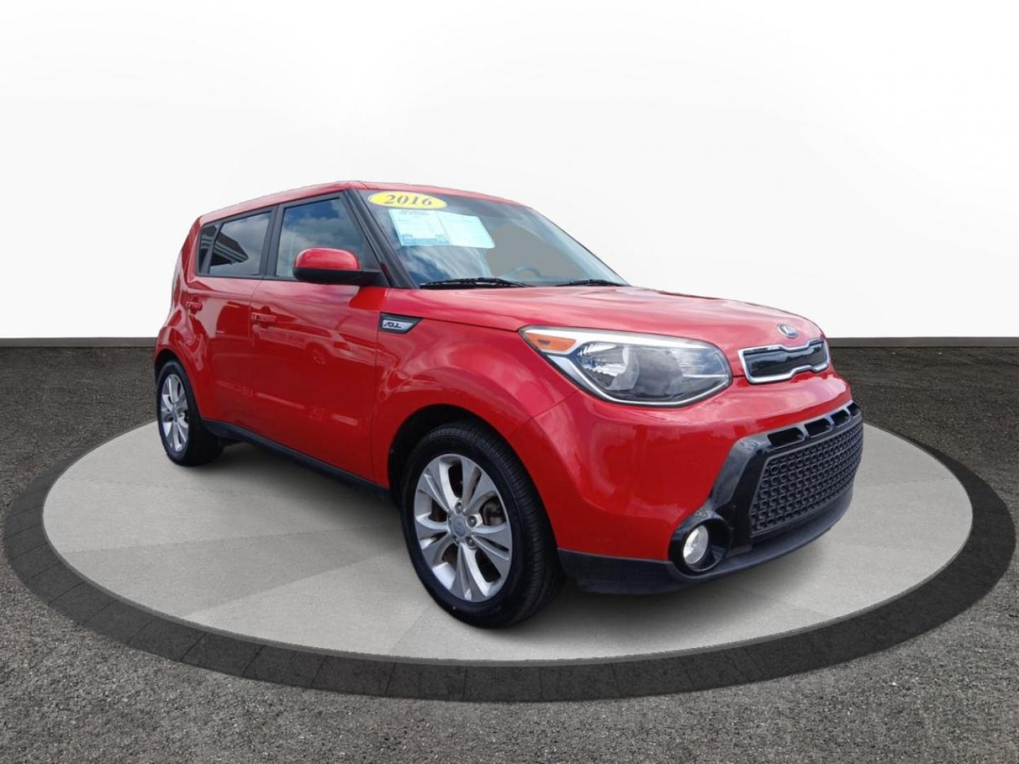 2016 Inferno Red Kia Soul + (KNDJP3A50G7) with an 2.0L L4 DOHC 16V engine, 6A transmission, located at 401 Woodman Dr, Riverside, OH, 45431, (937) 908-9800, 39.763779, -84.122063 - Photo#0