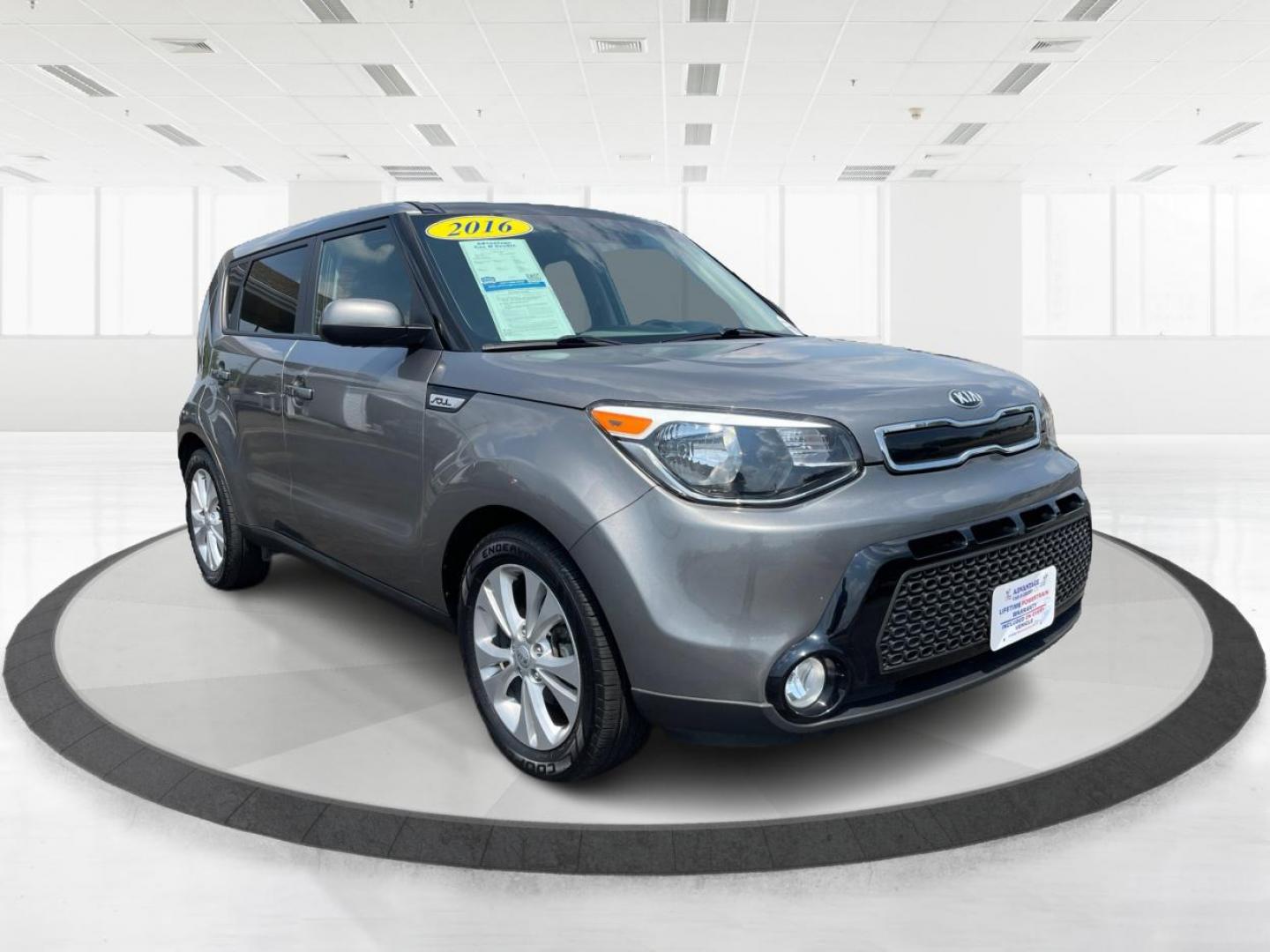 2016 Titanium Gray Kia Soul + (KNDJP3A5XG7) with an 2.0L L4 DOHC 16V engine, 6-Speed Automatic transmission, located at 1230 East Main St, Xenia, OH, 45385, (937) 908-9800, 39.687321, -83.910294 - Photo#0